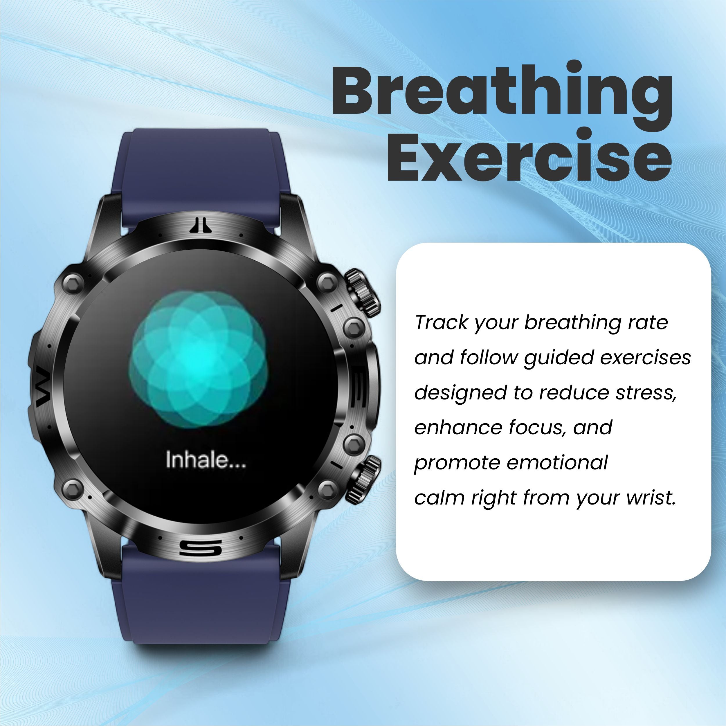 Life watch guided breathing exercise for stress relief and relaxation.
